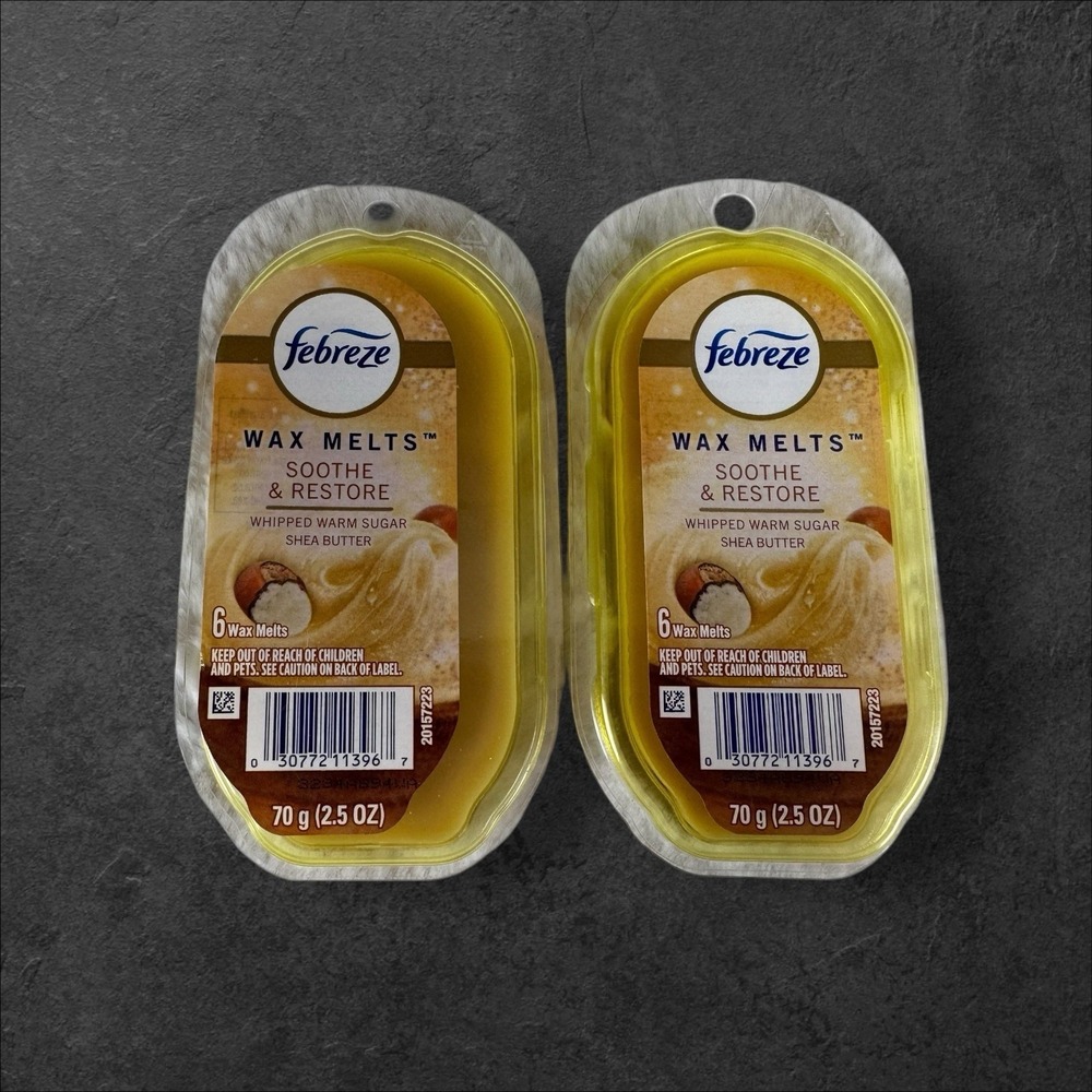 Lot Of 2 Febreze Wax Melts Soothe & Restore Whipped Warm Sugar Shea Butter 2.5oz